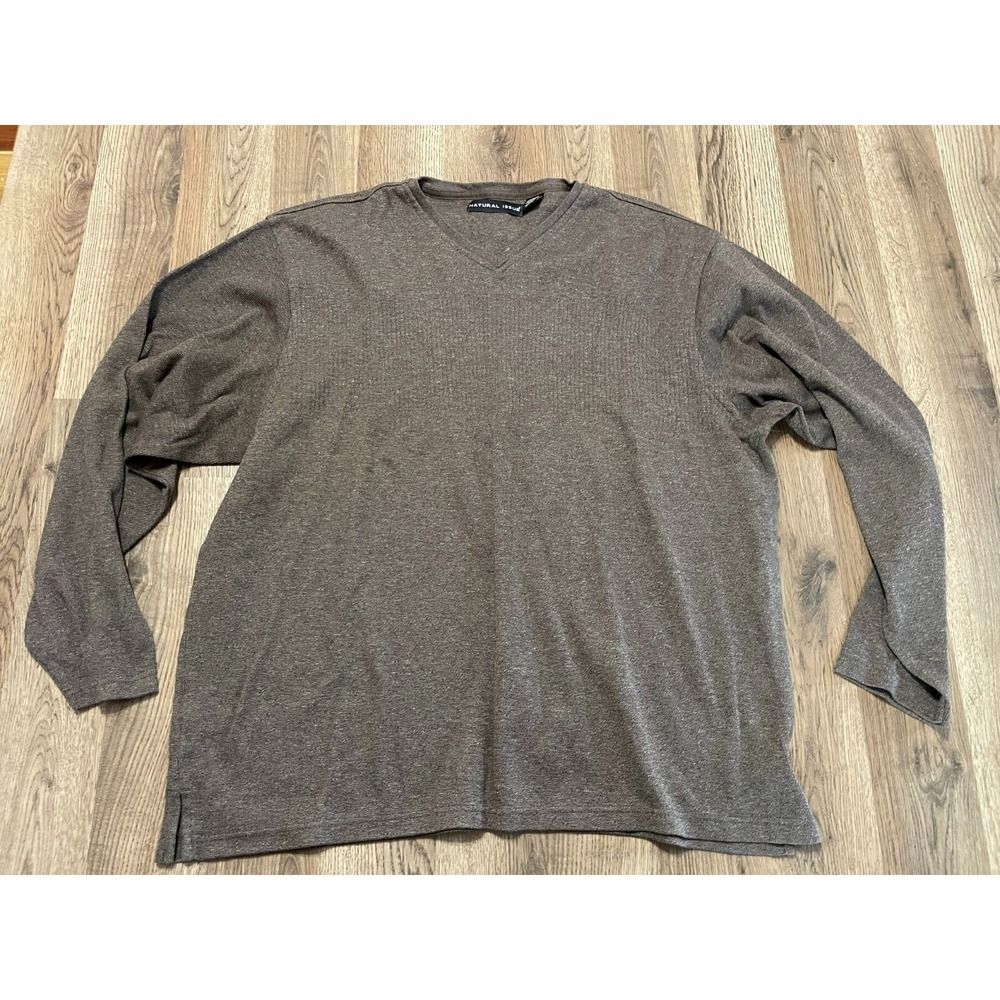 Natural Issue Shirt, Women's Size XL, Brown, Long Sleeve, V-neck